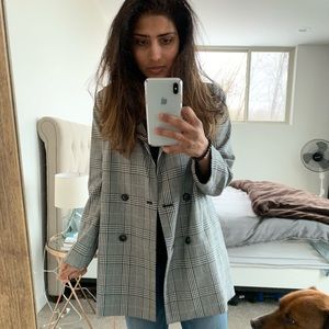 Madewell Caldwell Plaid Double Breasted Blazer